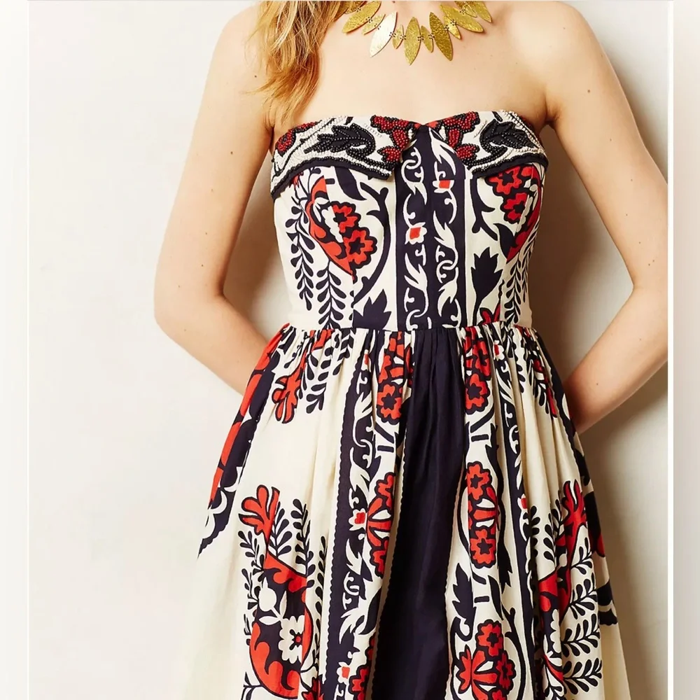 🌟HOST PICK🌟Yoana Baraschi Sweetwater Beaded Collar Cotton Dress size 0 - Picture 4 of 9